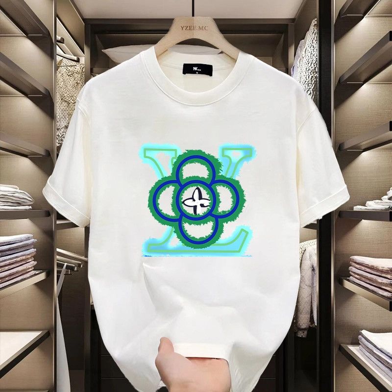 2026  neues Baumwoll-T-Shirt für Frühling und Sommer, leichter Luxus, trendige Marke, bedruckt, für Damen, lässig, vielseitig, Rundhals 4XL