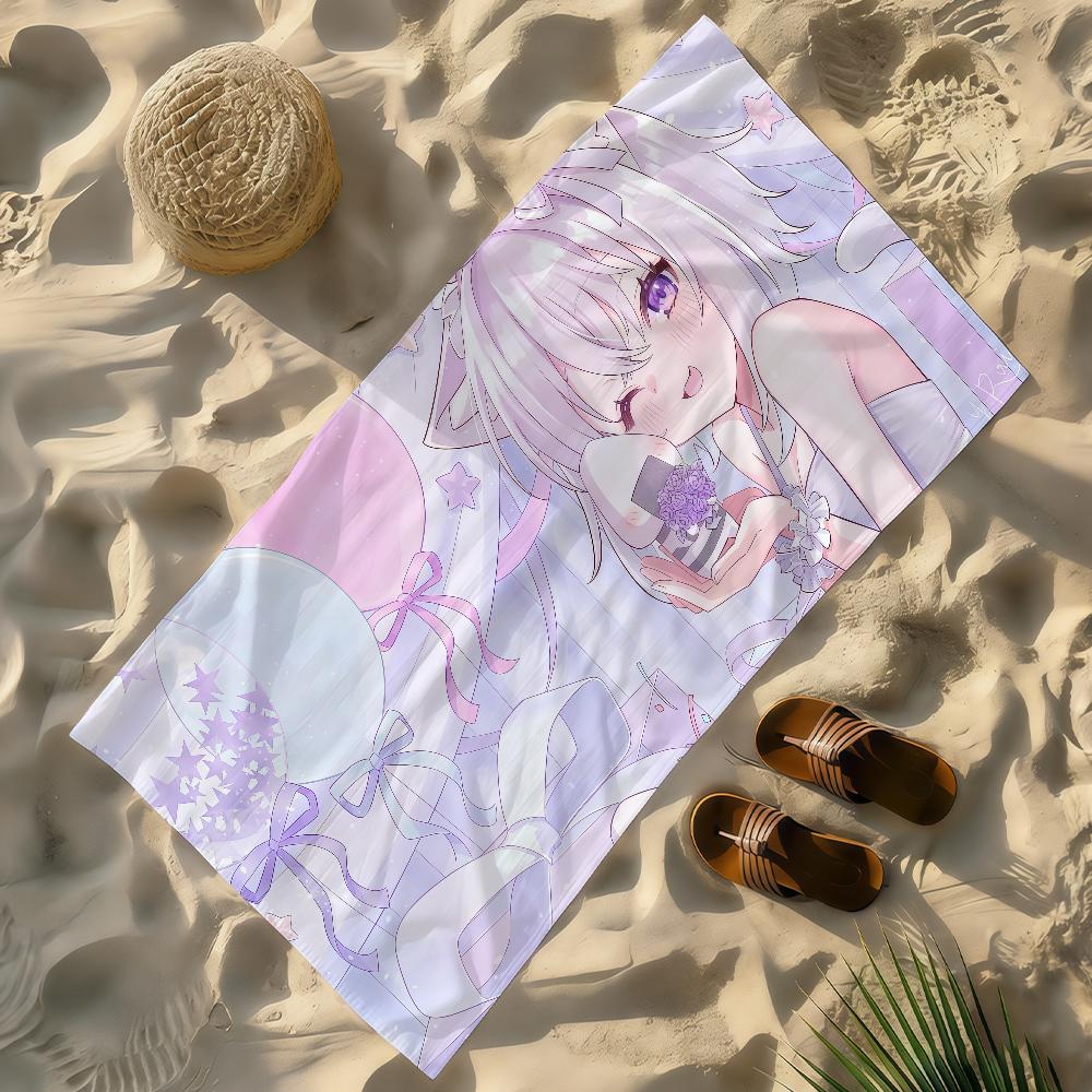 Singer N-Nekomata O-Okayu Vtuber Towel Soft Lightweight Anti-Sand Large Beach Towel Quick-Drying Bath Sports Family