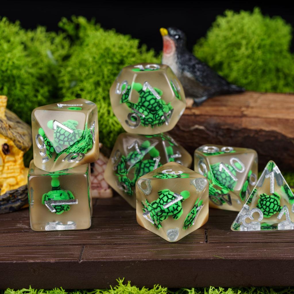 Cusdie Dadi Animali DnD Carini Resina 7 Pezzi Vari D4 D6 D8 D10 D% D12 D20 Set di Dadi Poliedrici per Giochi di Ruolo D&D Giochi da Tavolo