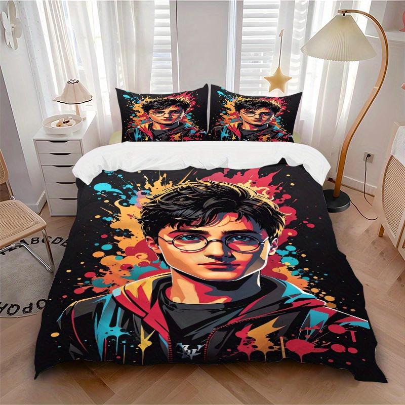 3pcs Harry Potter Quilt Cover Set - Soft and Cozy Bedroom, Guest Room and Dorm Decorative Bedding 3-Piece Set 1 Quilt Cover + 2 Pillow Shams.F032