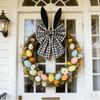 40cm Easter Bunny Ears Wreath Bow Rustic Buffalo Plaid Easter Bows for Wreaths Spring Holiday Fabric Decorative Bow for Tree Topper