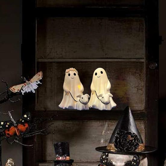 LED Night Lamp Ghost Walking Dog Statue Soft Warm Glow USB Powered Lighted Indoor Figurine Lamp Halloween Decoration