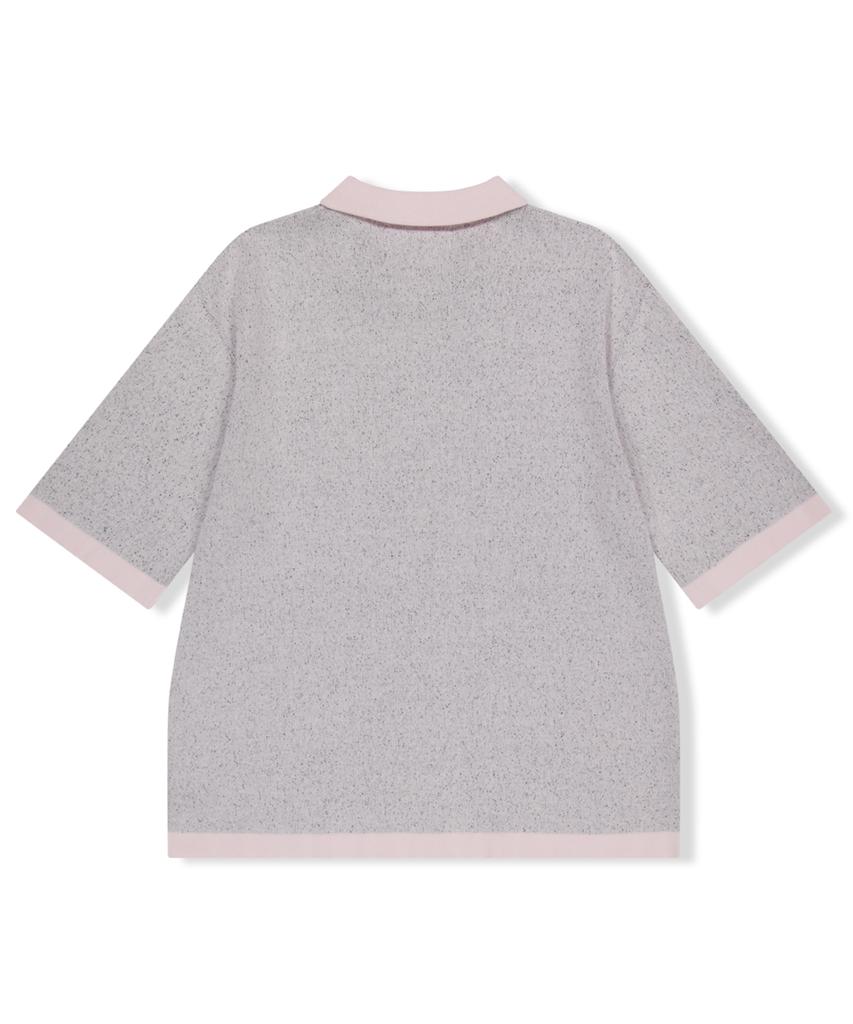 YESEYESEE Poker Icons Knit Half Shirts Light Pink
