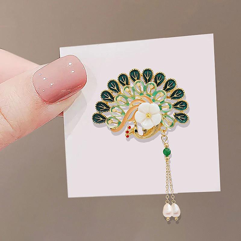 Broșă clasică cu păun în stil chinezesc pentru femei chinezești vintage ace de rever Perle aliaj broșă costum broșă accesorii de bijuterii