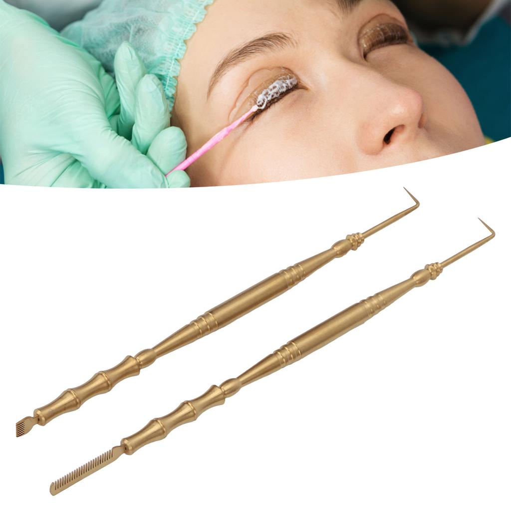 2pcs Eyelash Lift Tool Bamboo Joint Shape Handle Double Head Lash Perm Tool with Comb for Perming Eyelashes