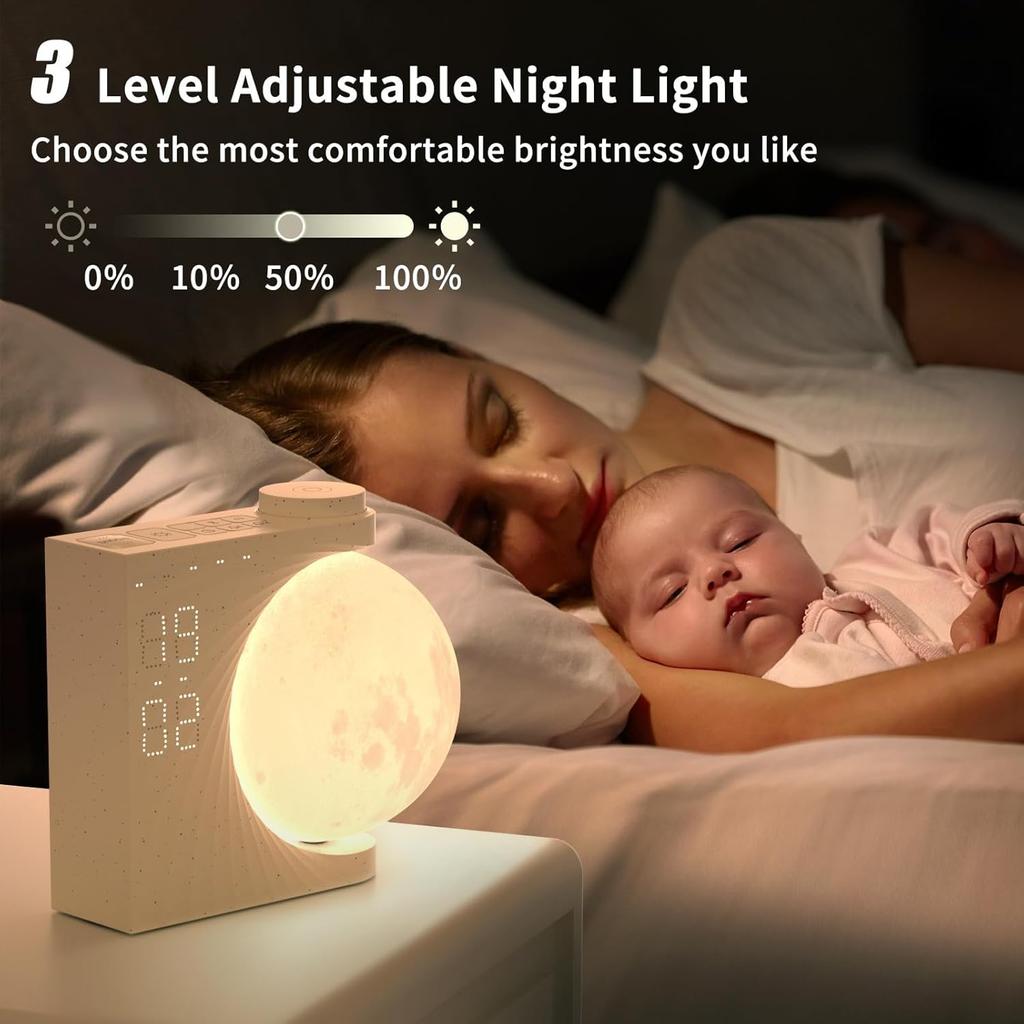 Sunrise Alarm Clocks for Heavy Sleepers,Night Light Clocks for Bedrooms with Moon Light,10 Light Effects,30/60/90 Timer