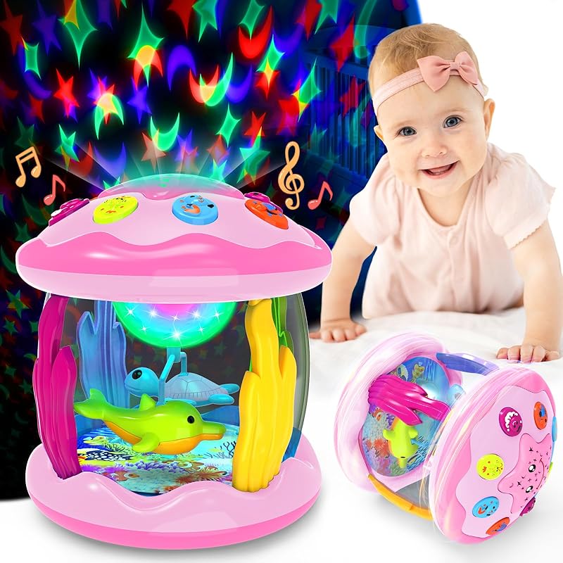 Baby Toys 6 to 12 Months - Musical Projector Rotating Light Up Toys, Tummy Time for Infant 12-18 Months, Learning Toy for Toddler 1 2 3 Years Old,