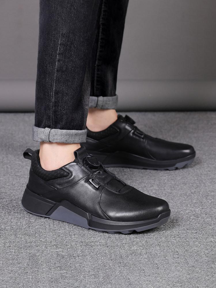 Trendy Leather Shoes Men Original Rotary Buckle Sneaker Casual Cowhide Menswear Loafers Business Outdoor Hiking Trekking Sports