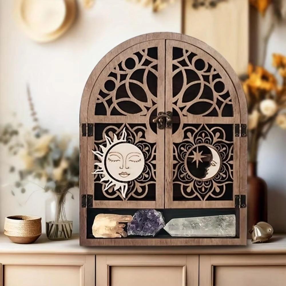 Small Wall Crystal Shelf Wall Hanging Wooden Wall Shelf Decoration Wall Crystal Display Shelf
