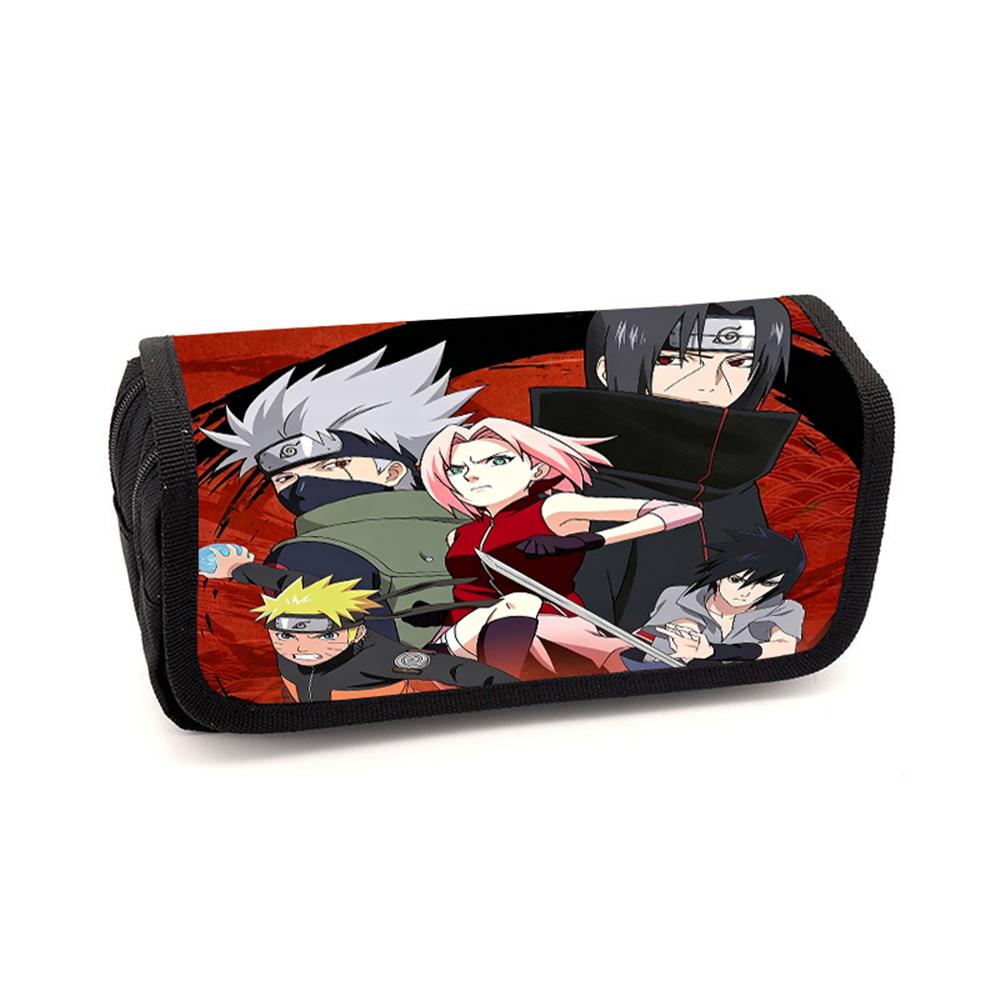 NARUTO Cartoon Anime Pencil Box Double Layer Flip Pen Case Lightweight Stationery for Kids School Daily Use,Boys&Girls Ages 5-10