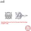 Effie Queen Echte 925 Silber Funkelnde Prinzessschliff 8A Zirkonia Steckerohrringe Luxuriöser Schmuck für Damen Ohr Hochzeit Party LZE01