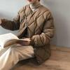 Rhombic Cotton-padded Jacket Women's Short Winter Bread Jacket Down Cotton-padded Jacket Collarless Padded Jacket