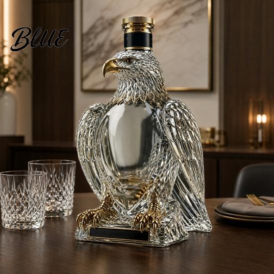 Kolekcjonerska Butelka Whisky Szklany Karafka Orzeł 350ml 250. Rocznica Kształtowa Pomysł na Prezent dla Miłośnika Wina Bourbon Unikalna Dekoracja Baru i Mężczyzn Karafka
