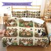 Retro Oil Painting Animals Pattern Bedding,Quilt Set Quilt Cover Pillowcase Home Birthday Gift (1 * Duvet Cover + 2 * Pillowcase, Without Core)