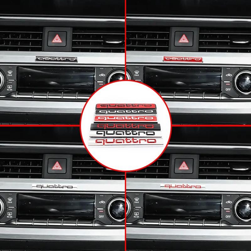 3D Metal Car Logo Quattro Emblem For  nlux7 A3 A4 A5 A6 A7 A8 S3 S4 S5 S6 Q3 Q5 RS3 RS4 RS6 Front Grille Badge Rear Trunk Stickers