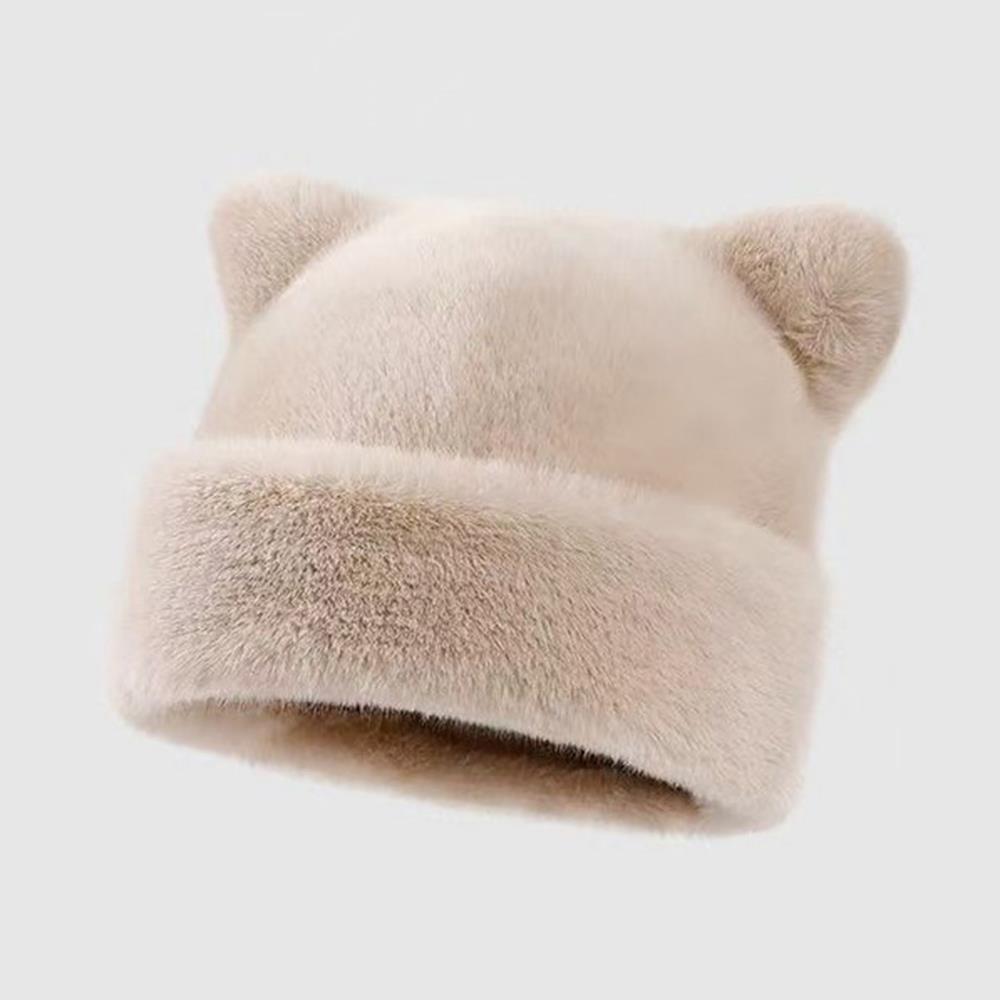 Fluffy Fur Women's Winter Hat Winter Cat Ears Snow Ski Cap Faux Fur Thick Warm Windproof Hat Russian Hat Mink Fisherman's Hat