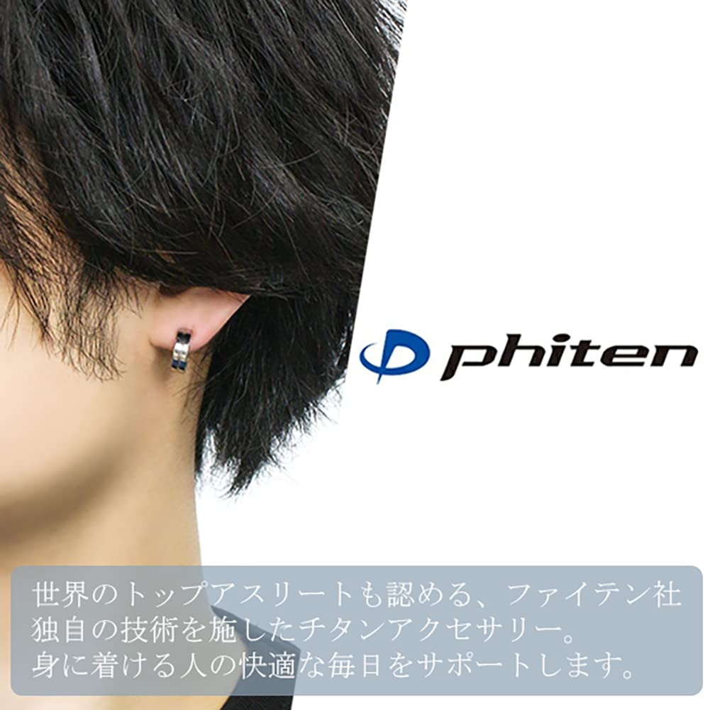 [Fefe] fe-fe x phiten [Special Edition] Phiten Titanium Hoop Stud Earrings (2-Piece Set) for Both Ears, Sports, Health, and Hypoallergenic