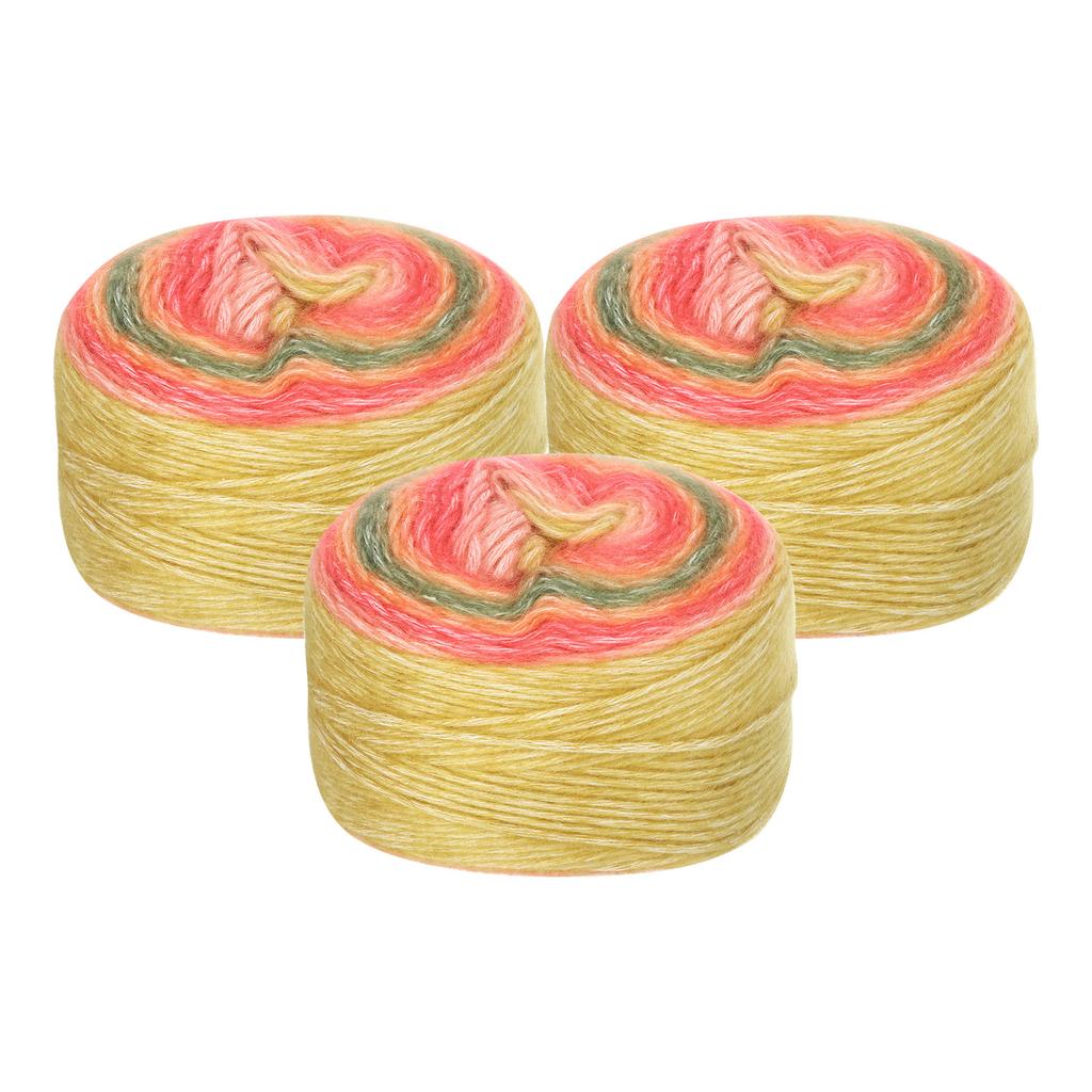 3Pcs Gradient Cake Cotton Yarns, Soft Rainbow Yarn Ball for Knitting and Crocheting Craft Project (300g X 3, 245M L Each) 100g