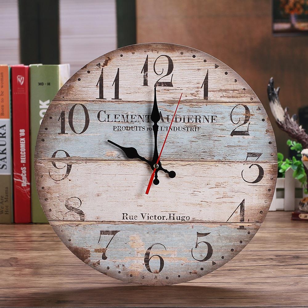 30cm Evropské Retro Kreativní Nástěnné Hodiny Obývací Pokoj Bar Hodiny Dřevěné Nástěnné Hodiny
