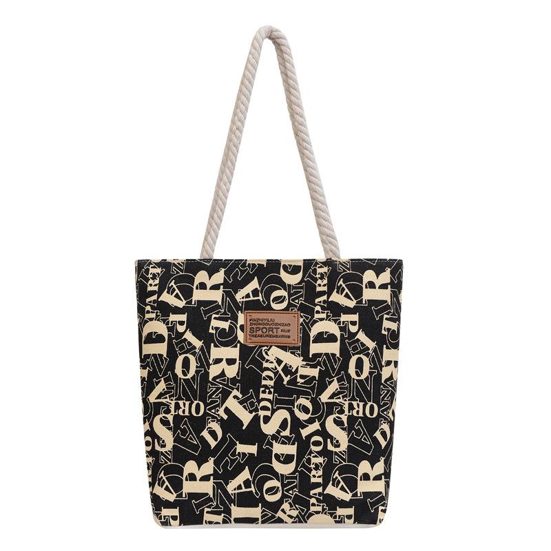Women's Bag Large Capacity Canvas Letter Tote Stylish Work Commute Armpit Bag Shoulder Tote