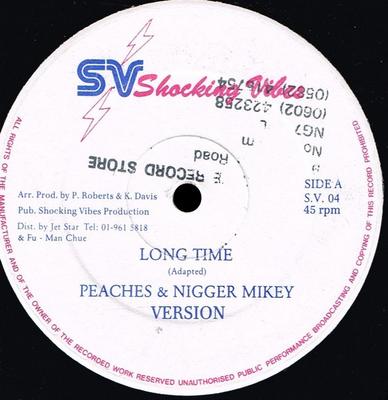 Disque 12 pouces PEACHES & NIGGER MIKEY - Long Time SV04 Shocking Vibes Reggae, Ska & Dub UK Occasion
