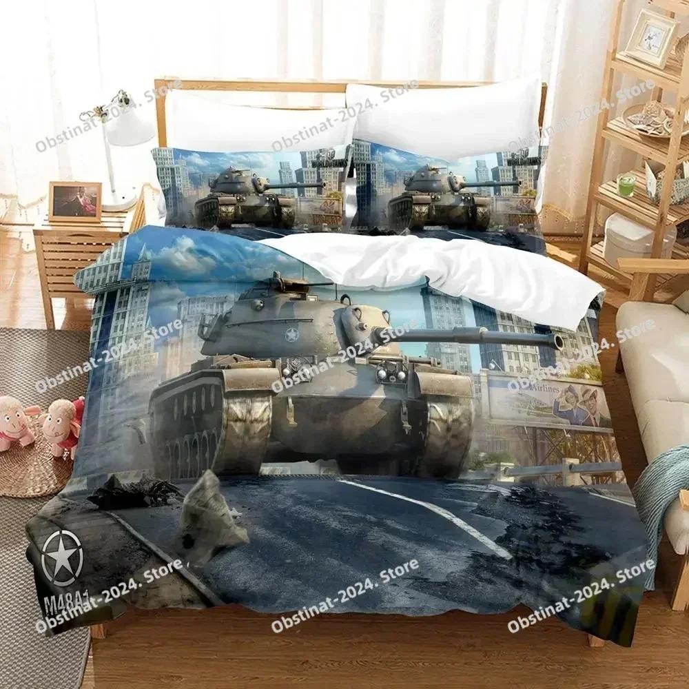 Panzer Bettbezug King Size Kriegsthema Bettwäscheset Dirt Bike Steppdeckelbezug für Kinder Jungen Männer Bequemer Mikrofaser Steppdeckelbezug