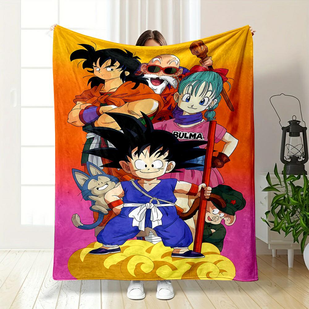 Dragon Ball Characters Group Artwork Patterned flannel blanket perfect for the bedroom living room, sofa, or a little nap