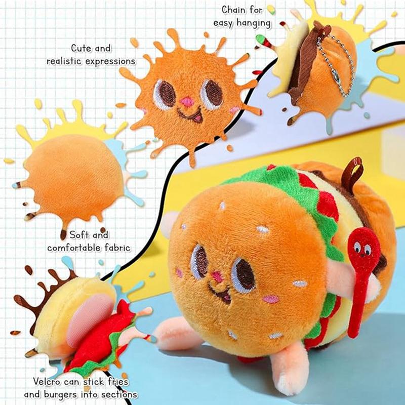 Burger Plush Simulation Hamburger Food Plushies Cute Food Plush Keychain For Food Themed Party Birthday Gifts Backpack