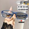 New Trendy TR90 Sports Photochromic Myopia Glasses Unisex Women Men's Square Near Sight Eyeglasses Finished Sunglasses Diopter