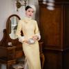 New Chinese velvet auspicious cloud jacquard cheongsam, new thickened long compound super soft autumn and winter youthful temperament advanced sense