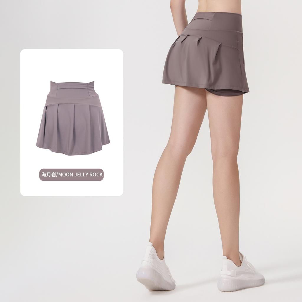 () Sports Tennis Skirt Women'S Anti-Light Fitness Skirt Fake Two-Piece Yoga Quick-Drying Pleated Skirt Shorts