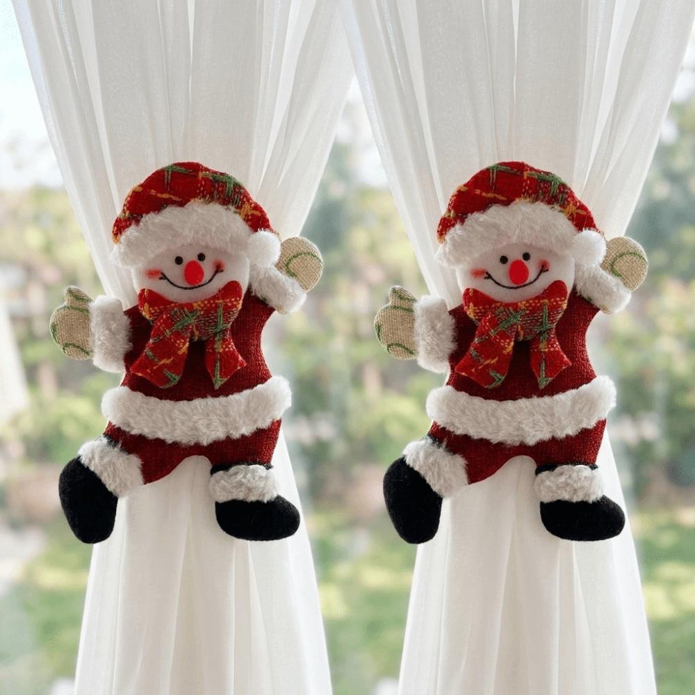 2pcs/set Felt Snowman Curtain Holder Cartoon Doll Window Curtain Fastener  Living Room