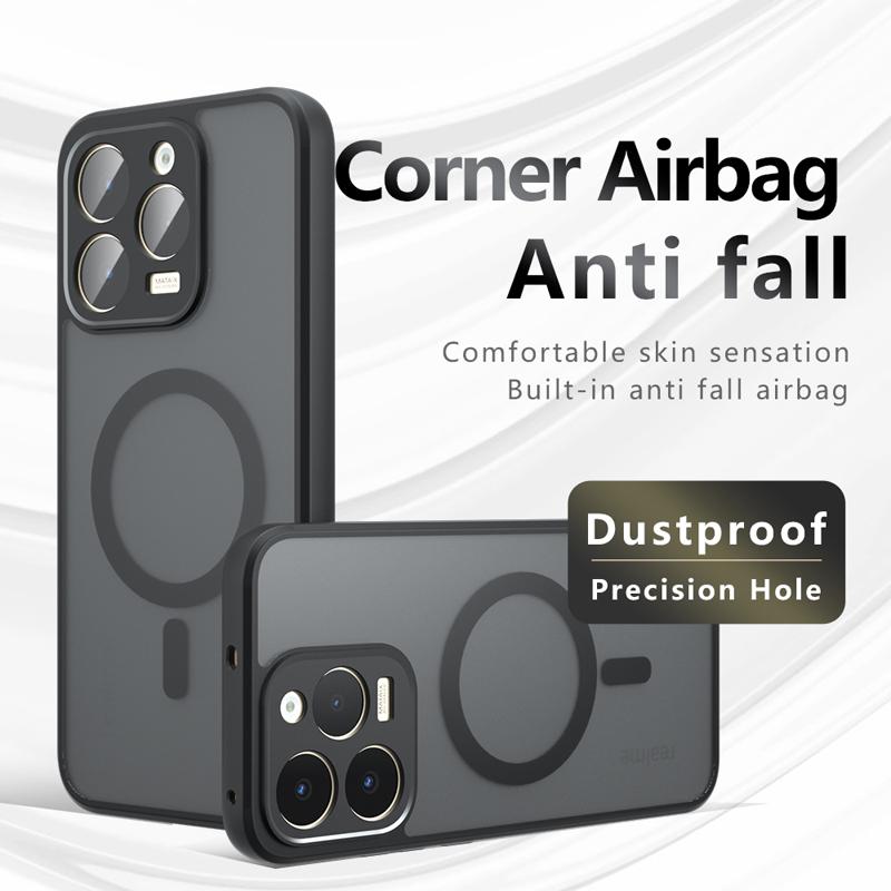 Pro Realme 15T Pouzdro Nárazuvzdorné Magnetické Matné PC+TPU Proti otiskům prstů Průsvitný Kryt pro Real Me 15T