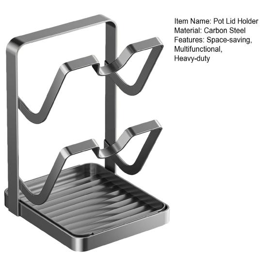 Countertop Pot Lid Kitchen Organizer with Spoon Pot Lid Holder While Cooking Rest Carbon Steel