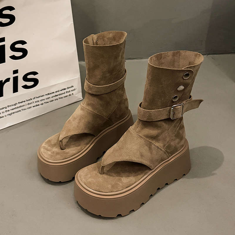 Thick-soled Heightening Toe Boots Cool Boots Summer New Western Cowboy Stacking Boots Fashionable Medium Tube Short Boots