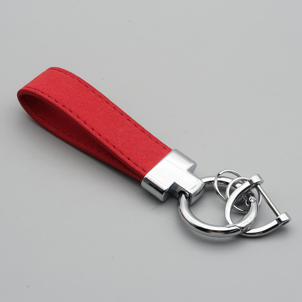 Laser Custom Logo Keyring Box Set Gift Personalized Name Number T Buckle Suede Leather Keychain Bag Car Key Chain Men’s Women‘s