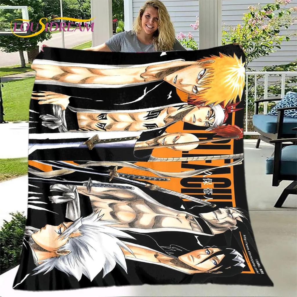 Bleach Japan Anime Cartoon Weiche Plüschdecke, Flanelldecke, Überwurf, Decke für Wohnzimmer, Schlafzimmer, Bett, Sofa, Picknick, Abdeckung für Kinder