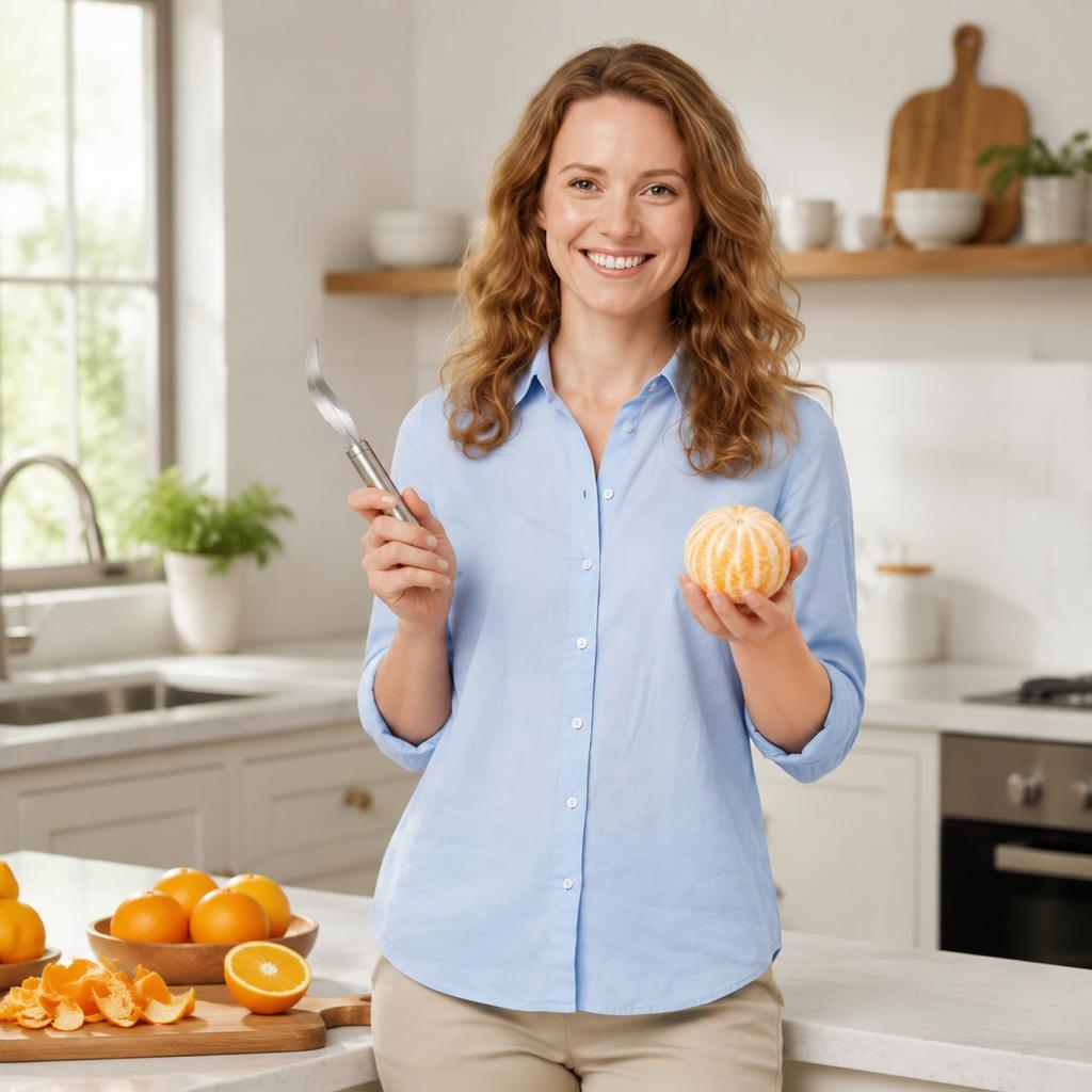 Strumento Pelapatate Arance in Acciaio Inossidabile Coltello per Sbucciare Agrumi con Manico Ergonomico per una Rimozione Facile ed Efficiente della Buccia d'Arancia Gadget da Cucina