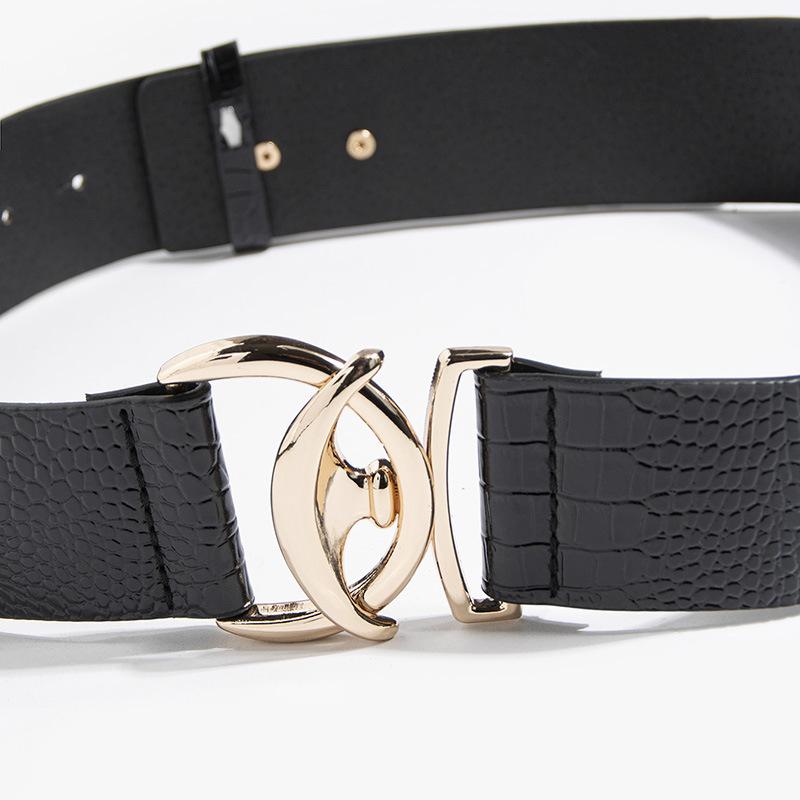 J Simple and Versatile Crocodile Pattern Waist Seal Atmospheric and Fashionable Ladies Wide Belt