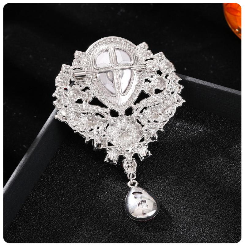 1Pcs Wedding Bridal Bouquet Clear Crystal Rhinestone Teardrop Dangle Brooch Pin Hot Women Men Brooch Clothing Accessories