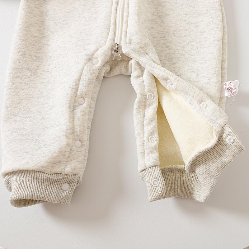 2025 Autumn Winter Baby Clothes Newborn Thick Jumpsuit 0-2Y New Boys Fur Lining Sporty Romper Toddler Outdoor One Piece