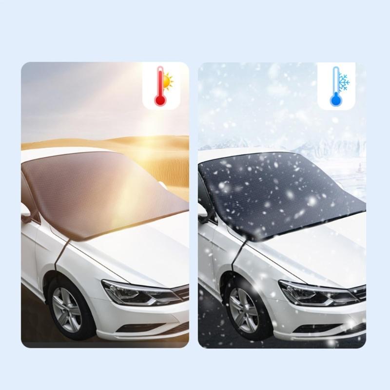 Front Windshield Protective Layer Strong Cloth Cover Extended Use Car Windshield Covers for Cold Climate & Sun Defense