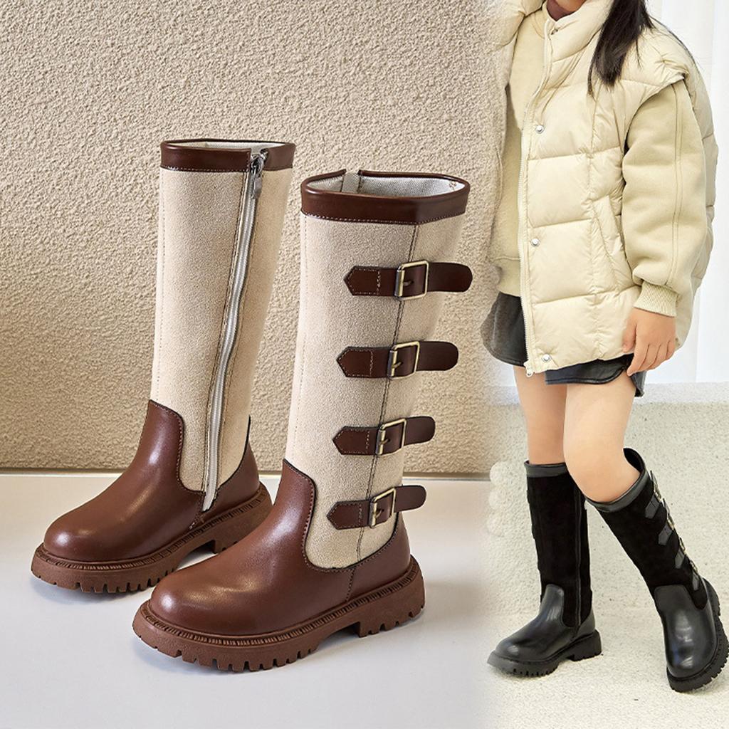 Children's Boots, Single Boots, High Waisted Straps, Side Zippers Boots