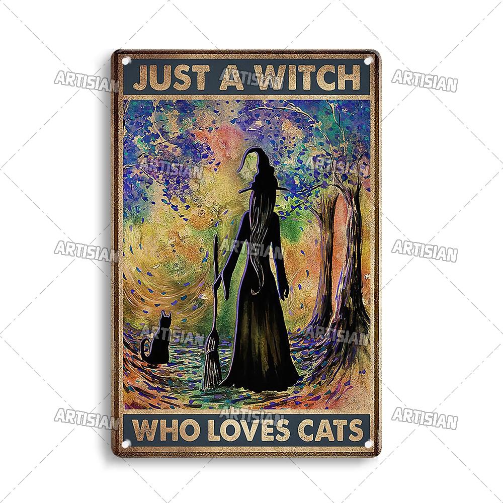 Artisian Halloween Metal Plaque Witches Tin Sign Girl Decorative Plate Wall Decor Garage Bar Pub Club Hotel Kitchen Home