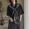 INCERUN Oversized Men Casual Lapel Scarf Neck Short Sleeve Shirts