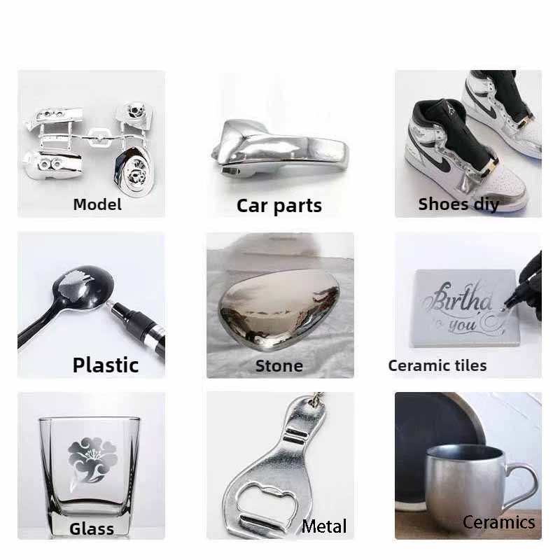 High Gloss Metallic Chrome Paint Pen DIY Models Crafts Mirror Finish Reflective Marker Electroplating Metal Effect Writing Tool