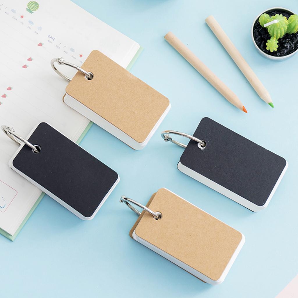 Simple DIY Index Cardboard Cover Blank Paper Card Memo Pad Bookmark Binder Rings