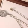 European and American Ancient Gold Blackened Western InS-style Metal Women's Waist Chain with Retro Carvings