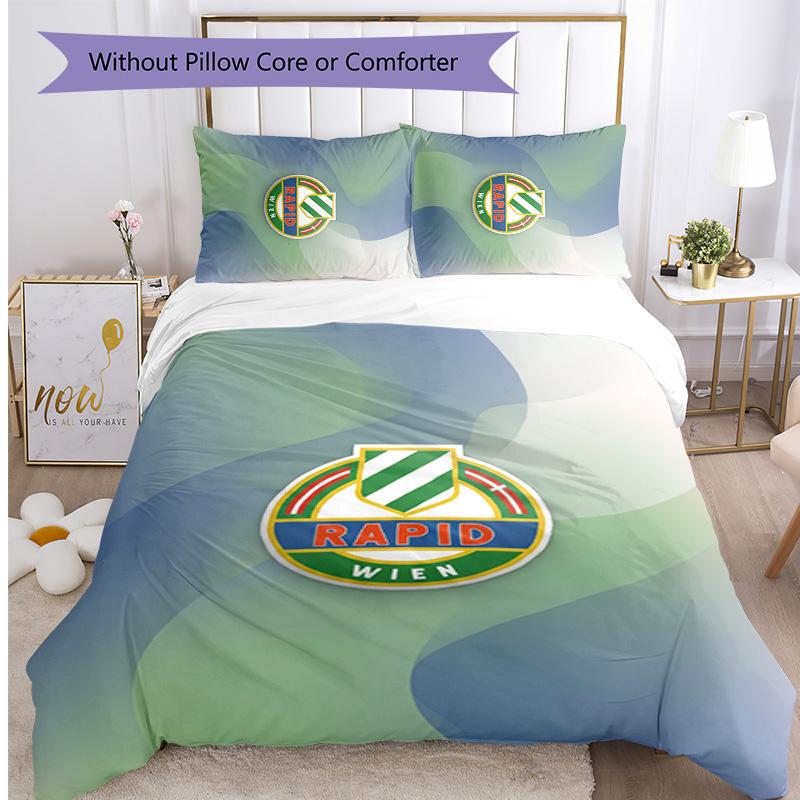Rapid Wien FC Printed 3PCS Bedding Set Breathable Duvet Cover with Pillowcases Decorative Bed Linen for Bedroom Home