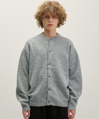 GNOK Wool Round Neck Knit Cardigan [Gray]
